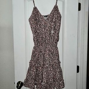 Light Mauve Cheetah Print Ruffle Dress